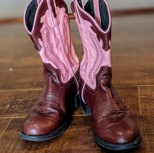 Kids Old West cowgirl boots size 13 pink and brown
